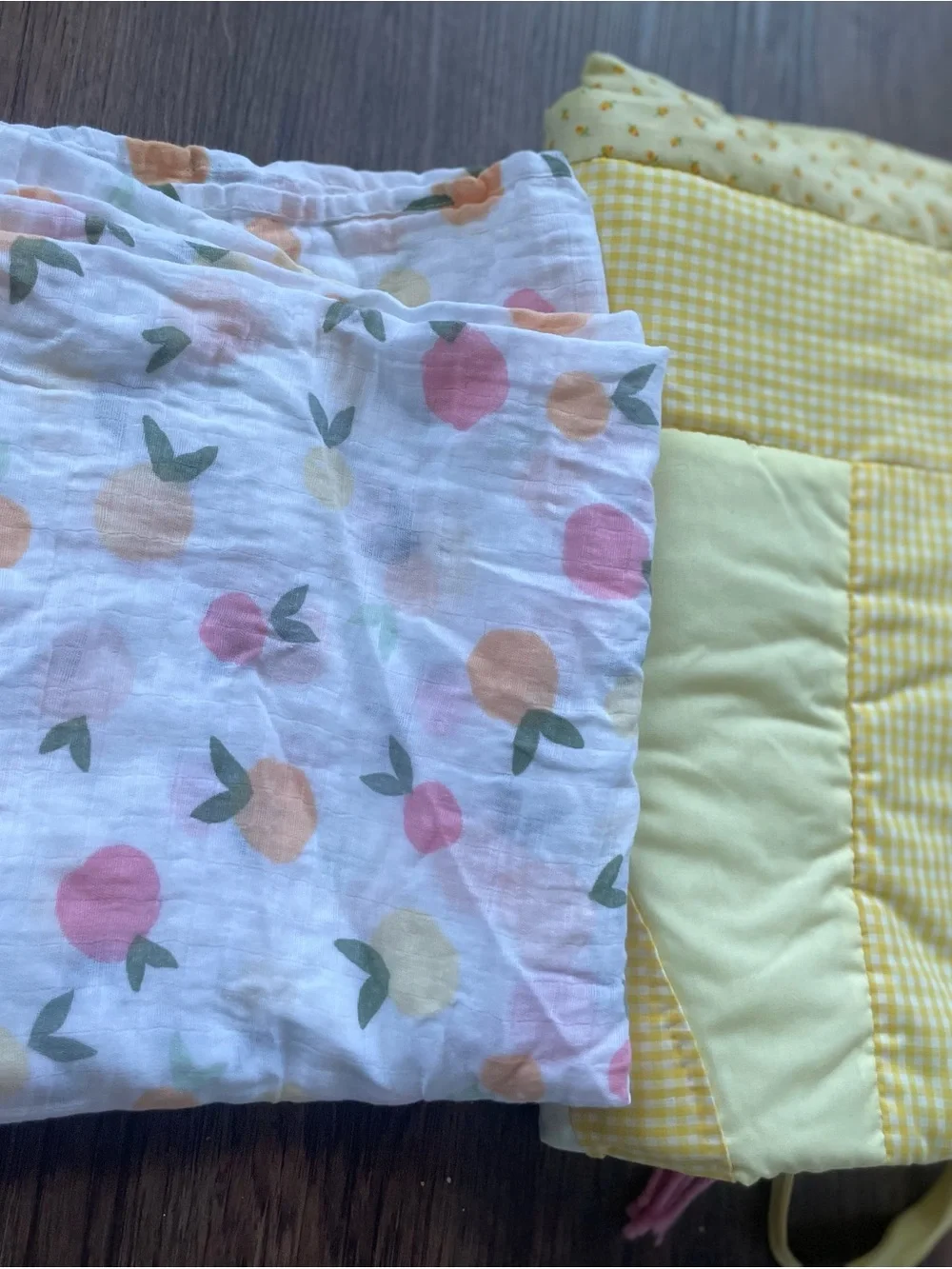 Handmade Baby Quilt with Pastel Carousel Appliqué + clouds 9 Muslin wrap